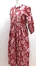 Floral Block Print Cotton Dress Looks Crisp in Shades of Red/White