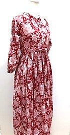 Floral Block Print Cotton Dress Looks Crisp in Shades of Red and White