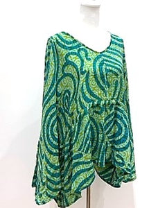 Eclispe Flowing Silk Top with Adjustable Ties: New Basic (Sea Green)