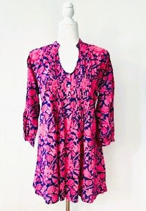 Easy Mini Covers Many Uses. Tunic Shift or Mini Dress. (Fuschia)