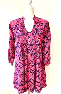 Easy Mini Covers Many Uses. Tunic Shift or Mini Dress. (Fuschia)