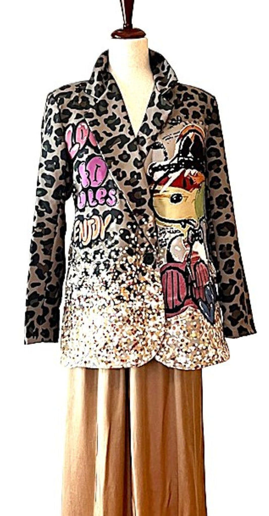 Contemporary One Size Italian "Snoopy" Printed Blazer. Best Seller