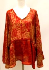 Eclispe Flowing Silk Top with Adjustable Ties, New Basic (Red Hot)