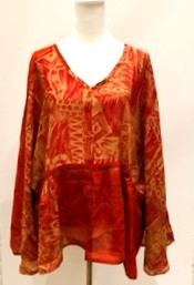 Eclispe Flowing Silk Top with Adjustable Ties, New Basic (Red Hot)