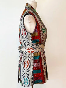 Artisan Cutwork Kantha Long Vest Coat Handmade