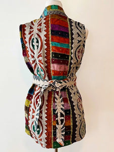 Artisan Cutwork Kantha Long Vest Coat Handmade
