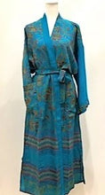 Luxurious Abstract Floral Silk Kimono Duster in Royal Blue