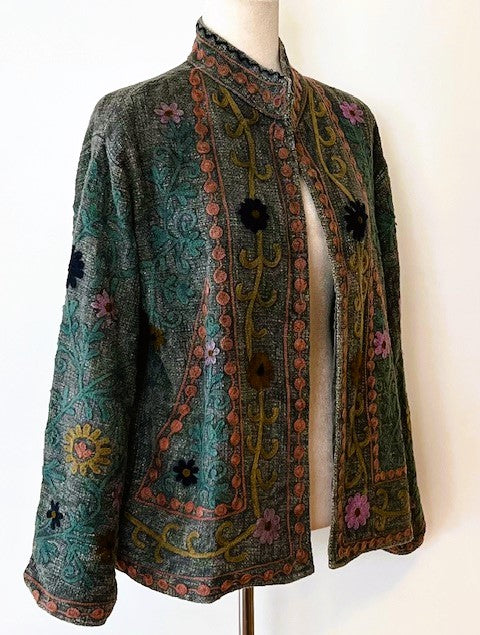 Short Box Cut Suzani Hand Embroidered Jacket Encompasses All Seasons