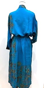 Luxurious Abstract Floral Silk Kimono Duster in Royal Blue