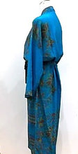 Luxurious Abstract Floral Silk Kimono Duster in Royal Blue