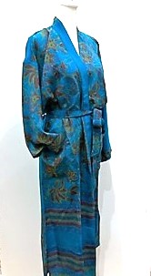 Luxurious Abstract Floral Silk Kimono Duster in Royal Blue