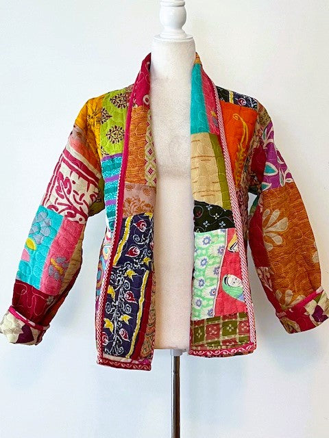 Fully Reversible Cotton Quilted Patchwork Jacket is Happy