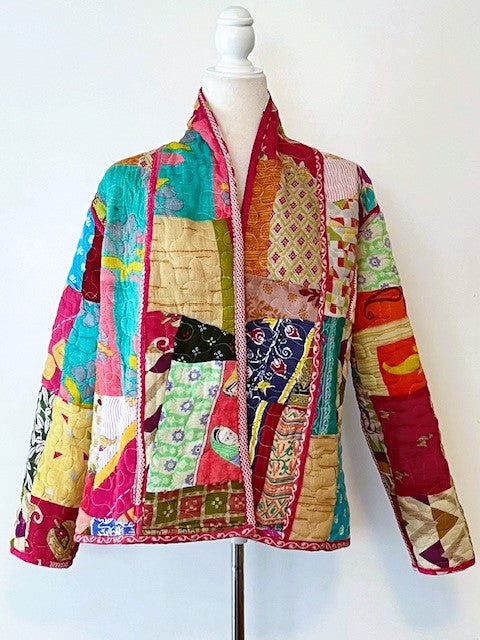 Fully Reversible Cotton Quilted Patchwork Jacket is Happy