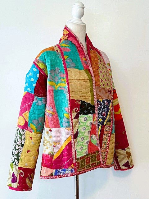 Fully Reversible Cotton Quilted Patchwork Jacket is Happy