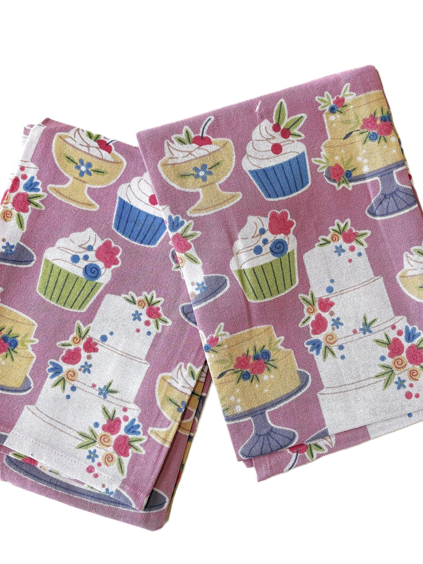 Cupcake Floursack Kitchen Towels Sold In Sets of 2