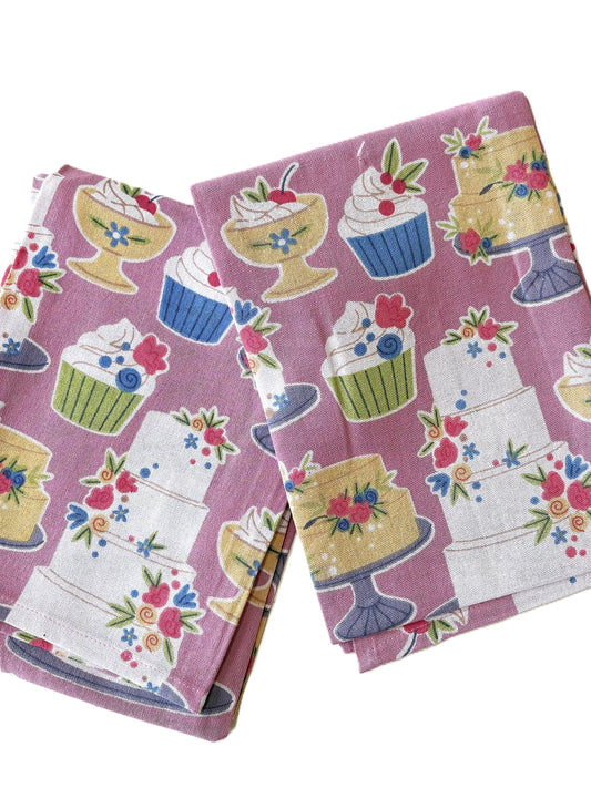 Cupcake Floursack Kitchen Towels Sold In Sets of 2