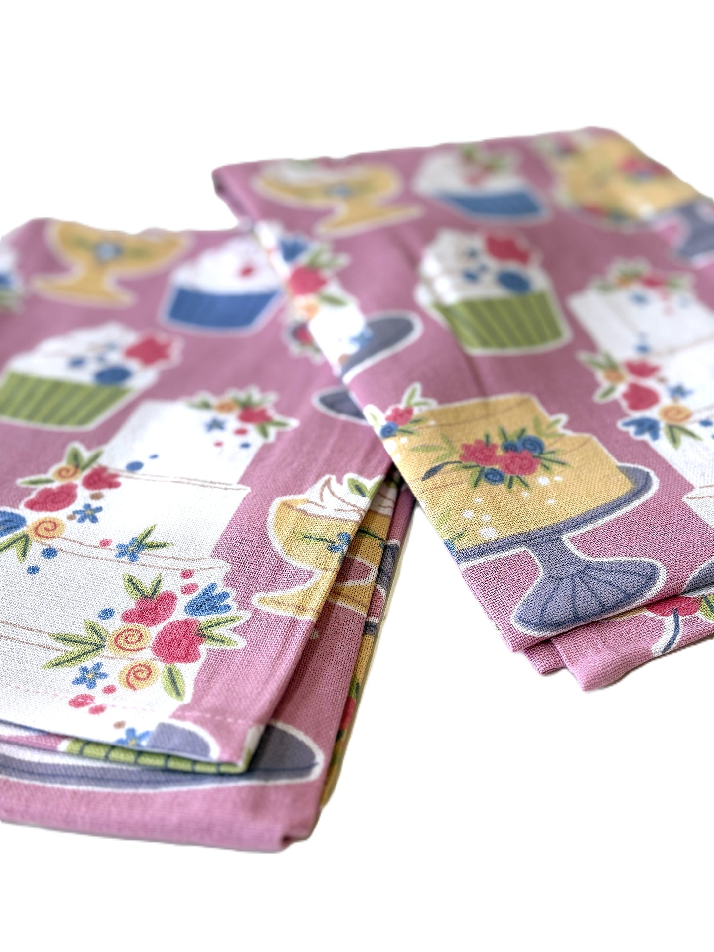 Cupcake Floursack Kitchen Towels Sold In Sets of 2