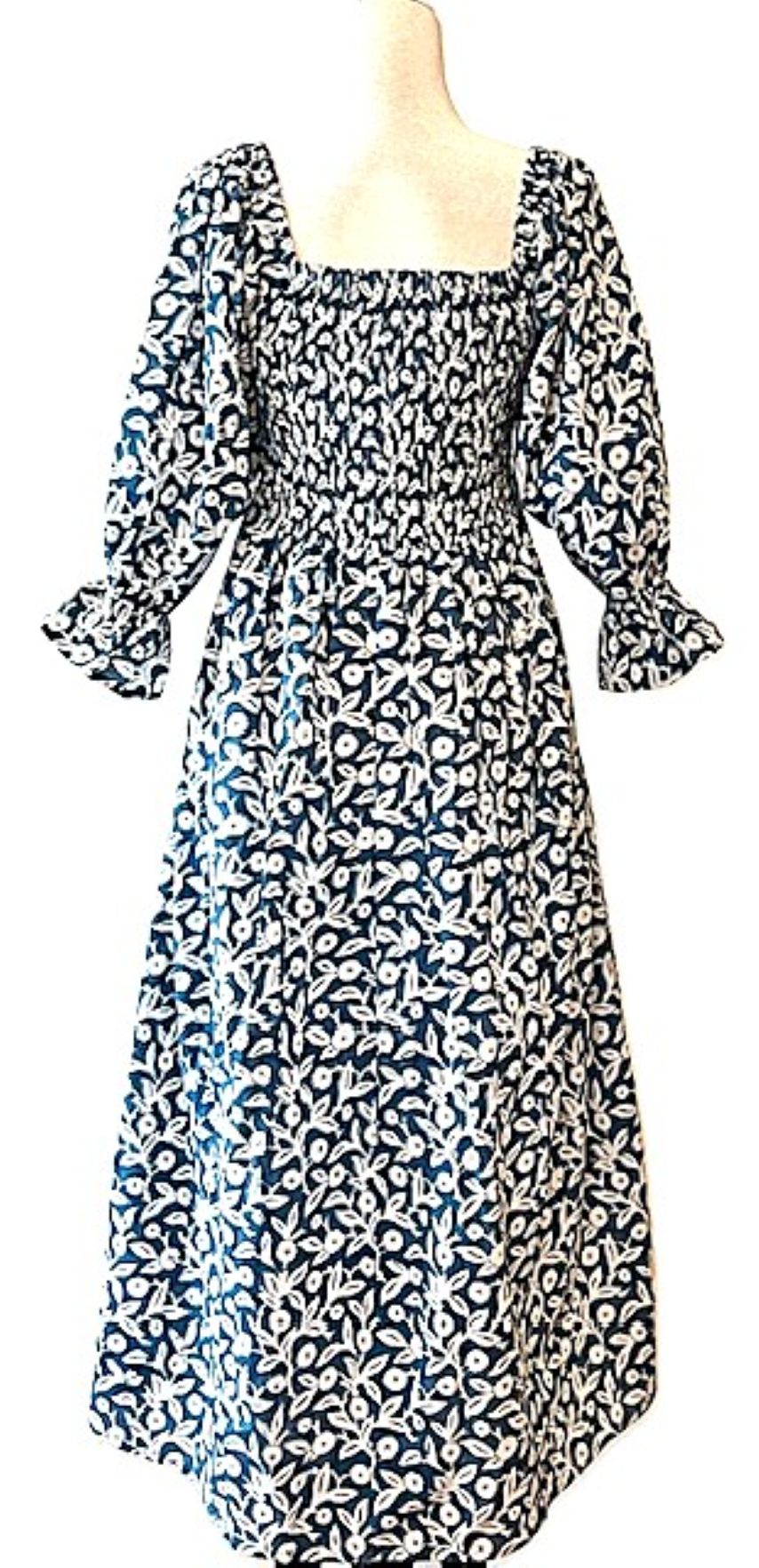 Dresses: Maxi Cotton Smocked Bodice Fits Like A Dream  (Navy)