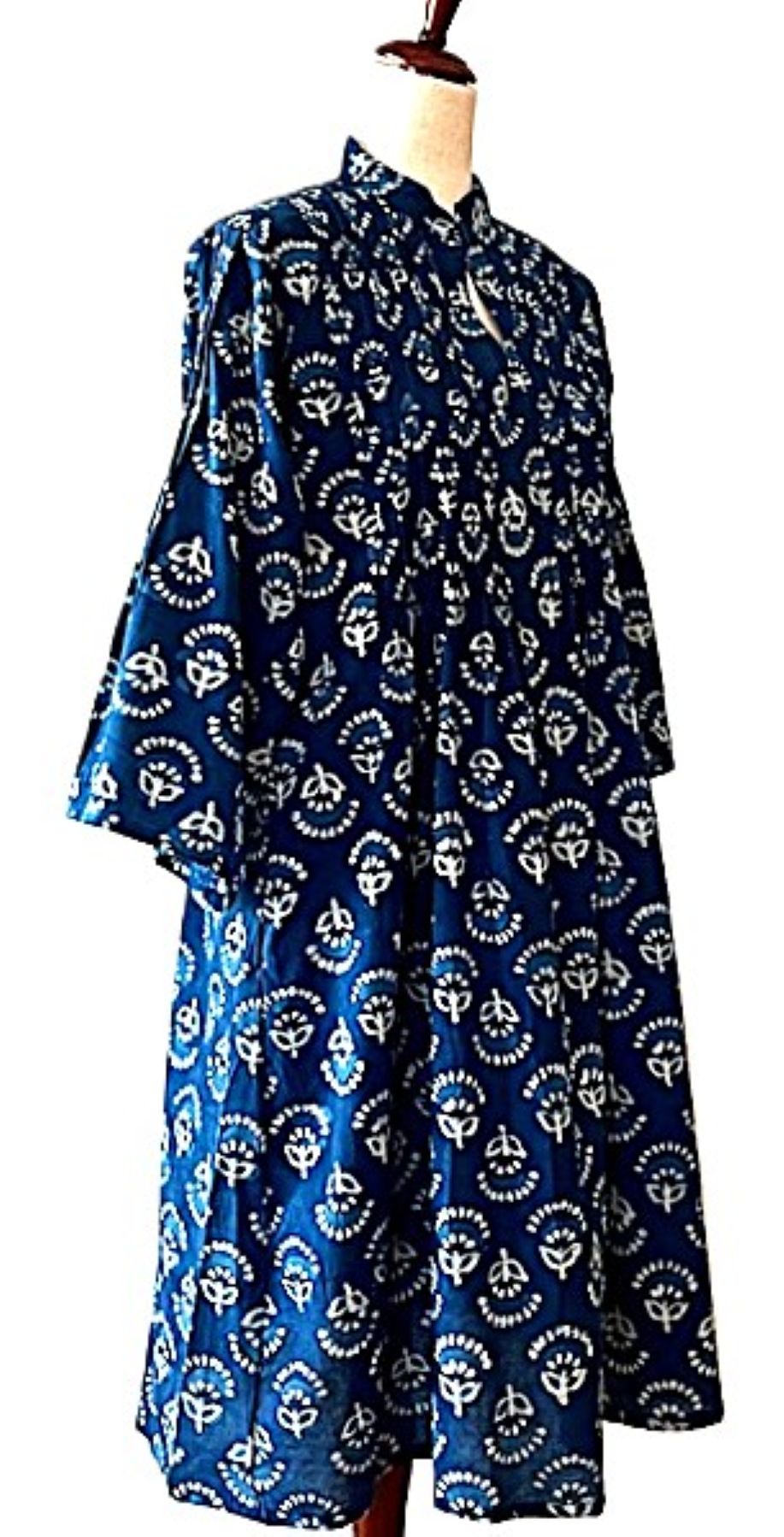 Dresses: Indigo Hand Blocked Print Is Smart and Tailored (Indigo).