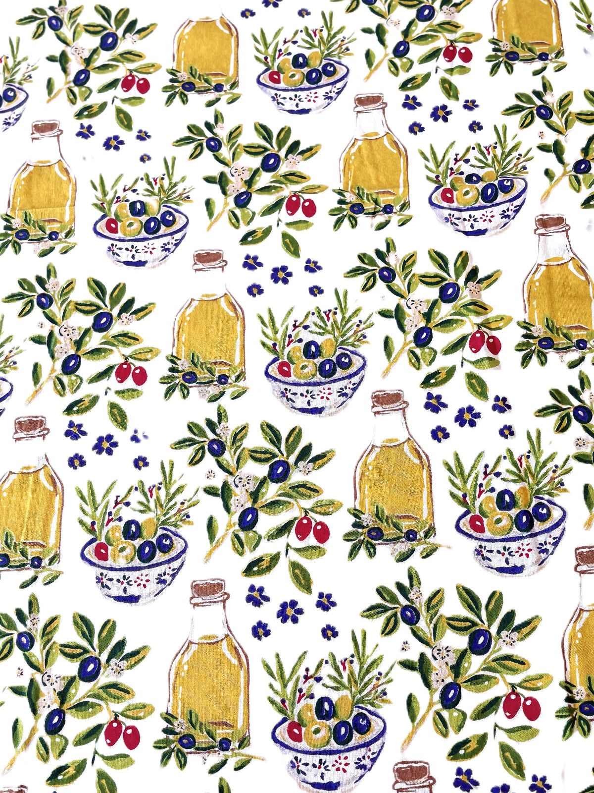 Olive Handscreened Multicolor Tablecloth. (2 Sizes)