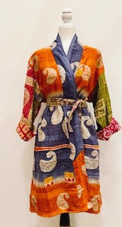 Kantha Trench Kimono Coat Will Exceed Your Expectations (Navy Orange)