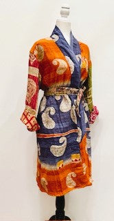 Kantha Trench Kimono Coat Will Exceed Your Expectations (Navy Orange)