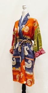 Kantha Trench Kimono Coat Will Exceed Your Expectations (Navy Orange)