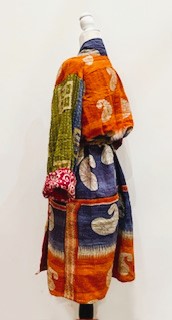 Kantha Trench Kimono Coat Will Exceed Your Expectations (Navy Orange)