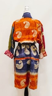 Kantha Trench Kimono Coat Will Exceed Your Expectations (Navy Orange)