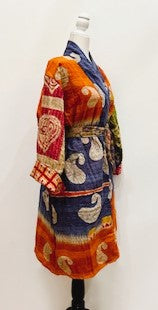 Kantha Trench Kimono Coat Will Exceed Your Expectations (Navy Orange)