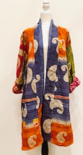 Kantha Trench Kimono Coat Will Exceed Your Expectations (Navy Orange)