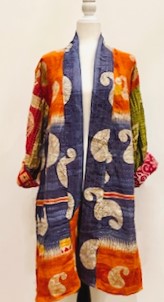 Kantha Trench Kimono Coat Will Exceed Your Expectations (Navy Orange)