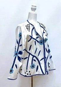 Short Box Cut Hand Embroidered Jacket Welcomes A New Season (White)