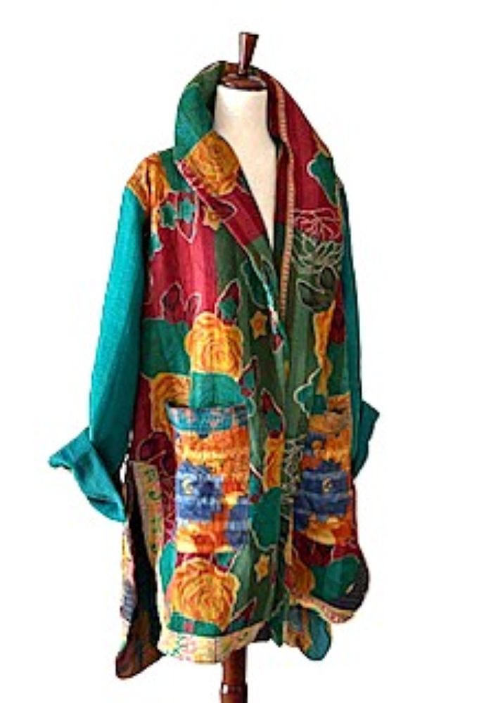 Coat,  Kantha Bae Fine Drifter Is Comfortable and Warm (Teal)
