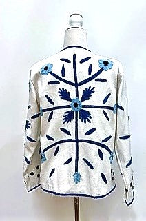 Short Box Cut Hand Embroidered Jacket Welcomes A New Season (White)