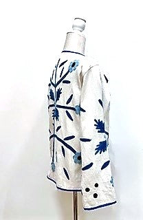 Short Box Cut Hand Embroidered Jacket Welcomes A New Season (White)