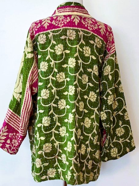 Short Lightweight Kantha Embroidered Jacket (Mixed Prints)