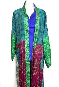 Luxurious Rich Abstract Floral In A Mix Print Silk Kimono (Jewel Tones)