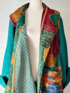 Coat,  Kantha Bae Fine Drifter Is Comfortable and Warm (Teal)