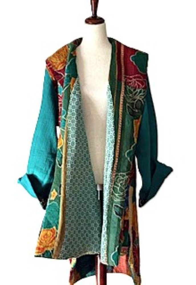 Coat,  Kantha Bae Fine Drifter Is Comfortable and Warm (Teal)