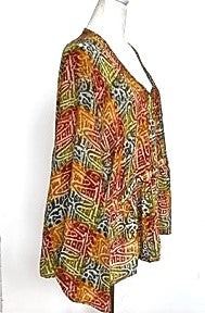 Eclispe Flowing Silk Top with Adjustable Ties, New Basic (Tiki Mix)