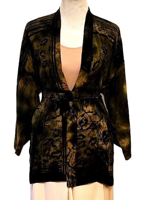 Glamorous Women Short Tie Dye Kimono, Black Bronze