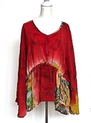 Eclispe Flowing Silk Top with Adjustable Ties, New Basic (Red Hawaiian)