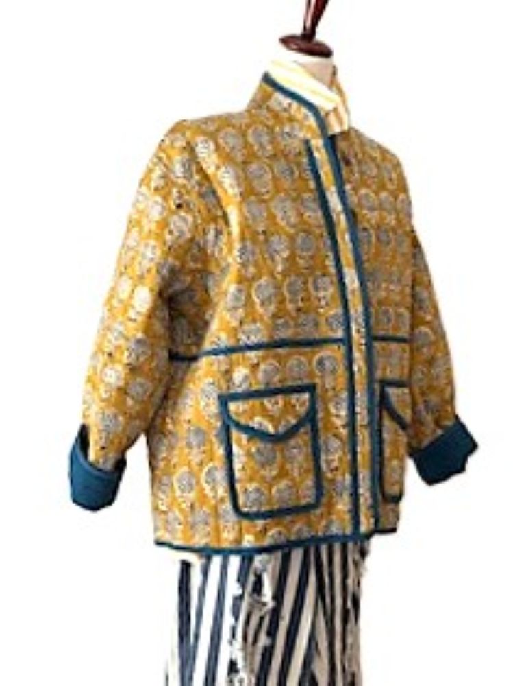Jackets, Fully Reversible Short Quilted Jacket With Kantha Stitching.