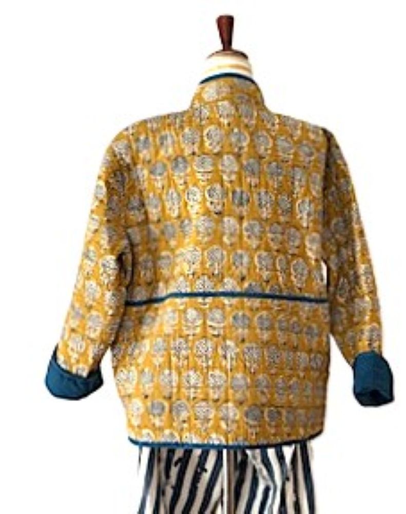 Jackets, Fully Reversible Short Quilted Jacket With Kantha Stitching.