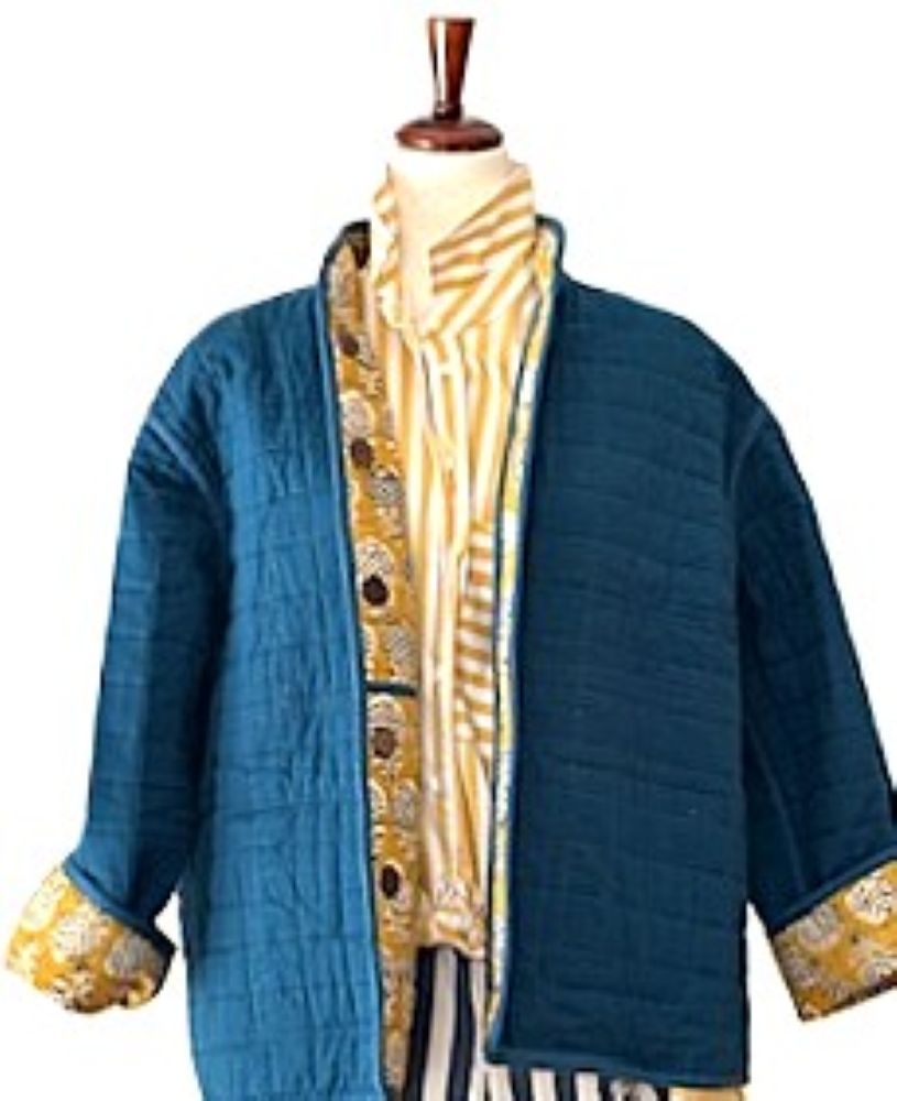 Jackets, Fully Reversible Short Quilted Jacket With Kantha Stitching.