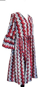 Flattering Easy Basic Cotton Short Dress  (Geometric)
