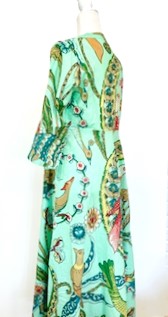 Midi Block Print Cotton Dress Appeals To All (Mint)