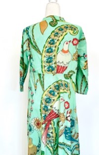 Midi Block Print Cotton Dress Appeals To All (Mint)