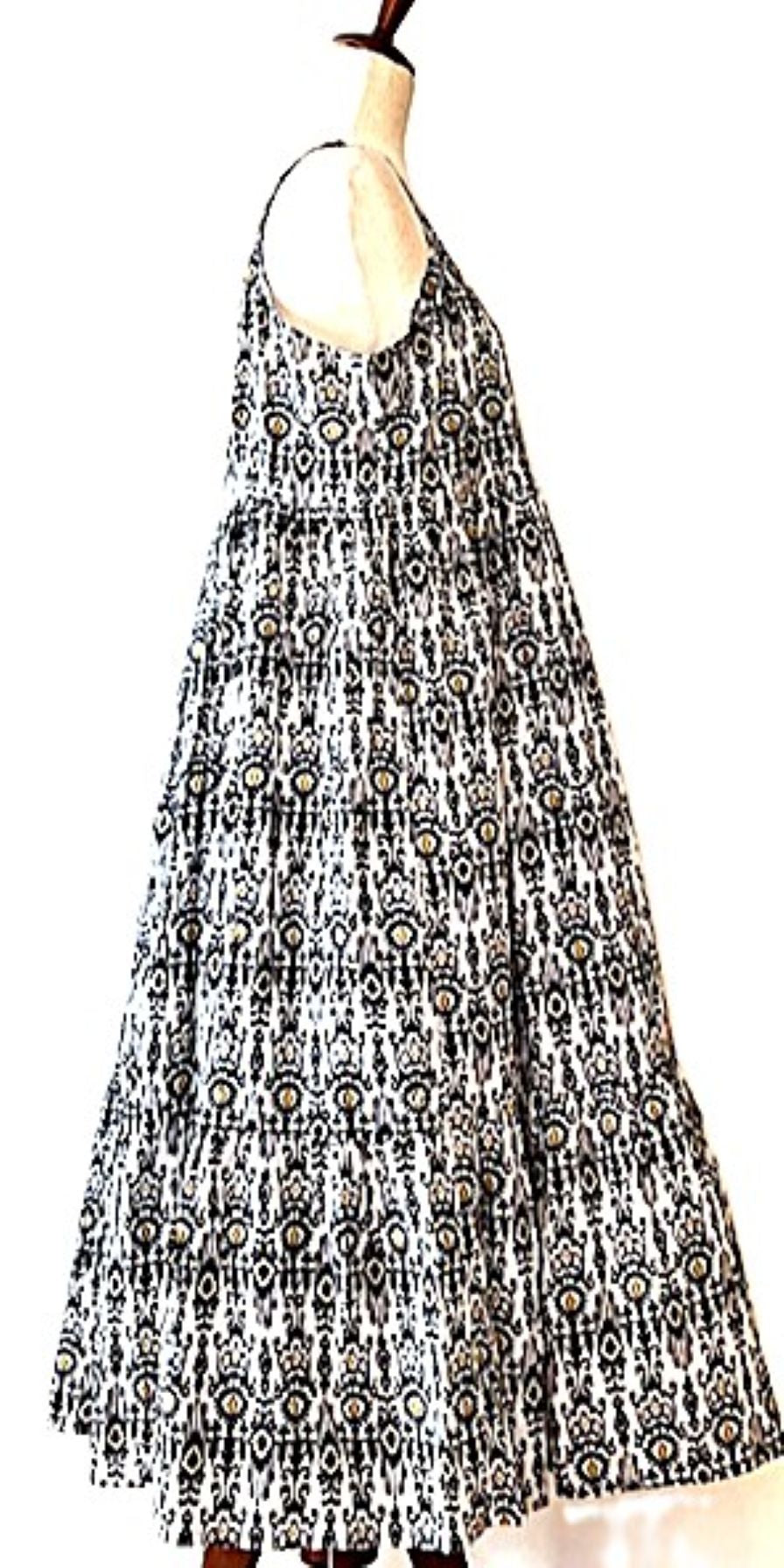 Dresses, Strappy Tiered Midi Length Is Stylish  (Black White)